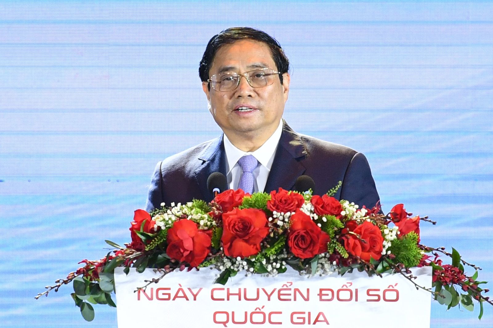 Thủ tướng Phạm Minh Chính gửi thông điệp của Chính phủ về đẩy mạnh chuyển đổi số quốc gia. Ảnh: VGP/Nhật Bắc.